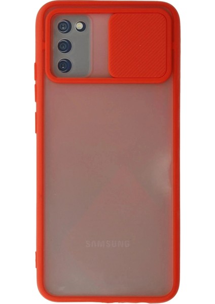 Samsung Galaxy A02S Kılıf Palm Buzlu Kamera Sürgülü Silikon - Kırmızı