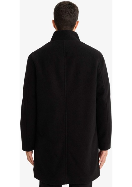 Regular Fit Dik Yaka Cepli Fermuarlı Astarlı Kaşe Parka F0752AX25WN