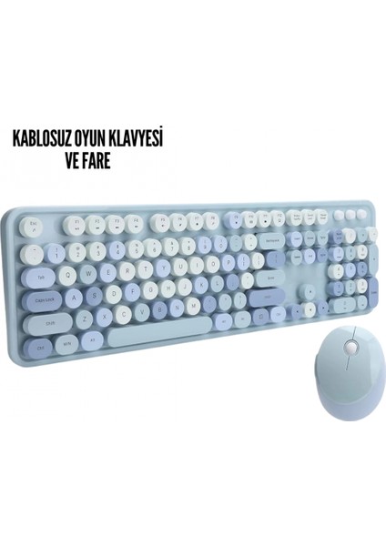 Kablosuz Klavye Mouse Seti Mavi