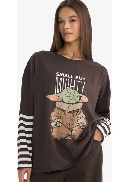 Star Wars Oversize Geniş Kalıp Bisiklet Yaka Uzun Kollu Tişört F8917AX25AU