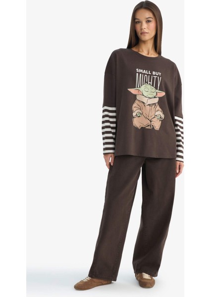 Star Wars Oversize Geniş Kalıp Bisiklet Yaka Uzun Kollu Tişört F8917AX25AU fiyatları