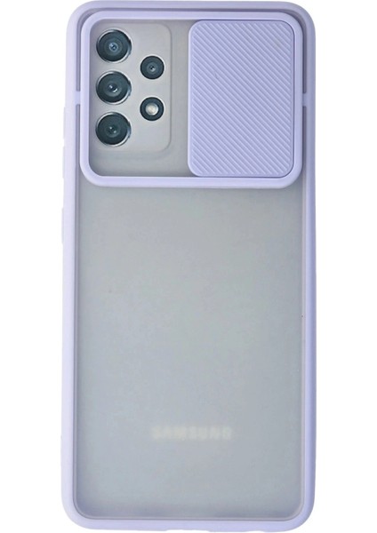 Samsung Galaxy A72 Kılıf Palm Buzlu Kamera Sürgülü Silikon - Lila