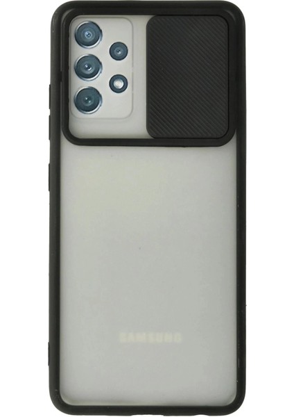 Samsung Galaxy A72 Kılıf Palm Buzlu Kamera Sürgülü Silikon - Siyah