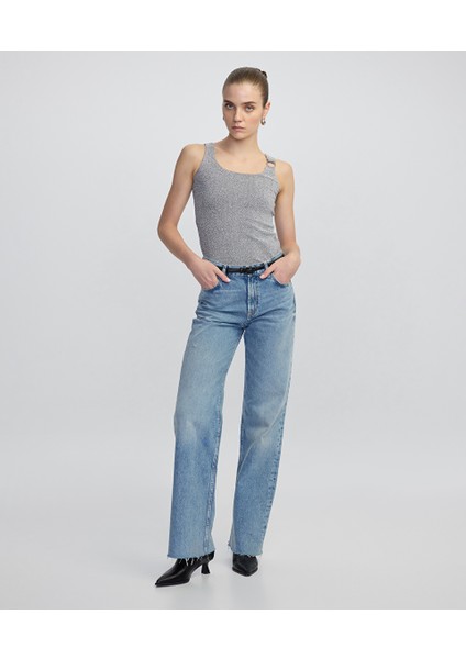 Asimetrik metal aksesuarlı tişört IW6250070134122 fiyatları