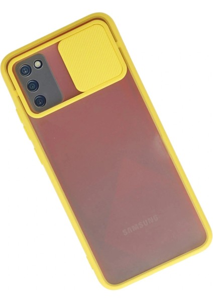 Samsung Galaxy A02S Kılıf Palm Buzlu Kamera Sürgülü Silikon - Sarı fiyatları