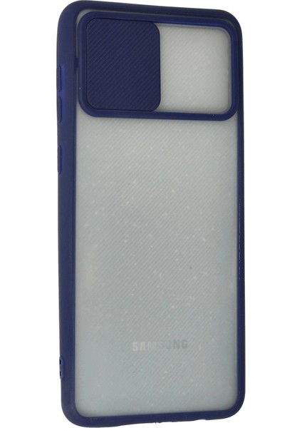 Samsung Galaxy A02 Kılıf Palm Buzlu Kamera Sürgülü Silikon - Lacivert modelleri