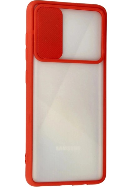 Samsung Galaxy A71 Kılıf Palm Buzlu Kamera Sürgülü Silikon - Kırmızı modelleri