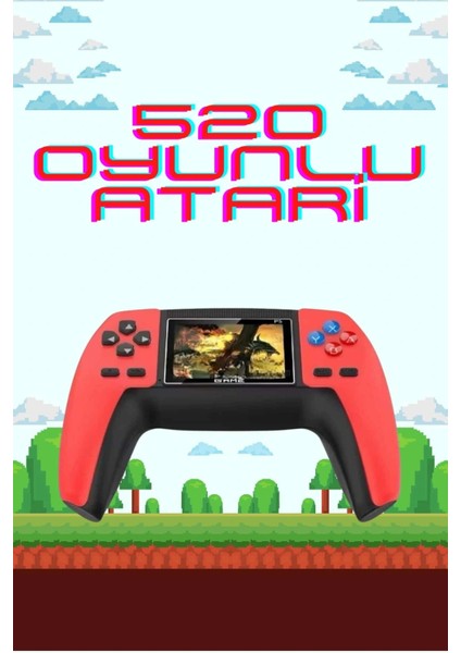 520 Retro Oyunlu El Konsolu Atari Oyun Konsolu Taşınabilir