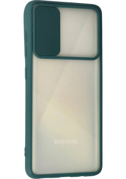 Samsung Galaxy A71 Kılıf Palm Buzlu Kamera Sürgülü Silikon - Yeşil modelleri