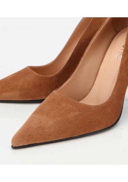 01AYH315240A370 KADIN Süet Deri Taba Metal Detaylı Stiletto modelleri
