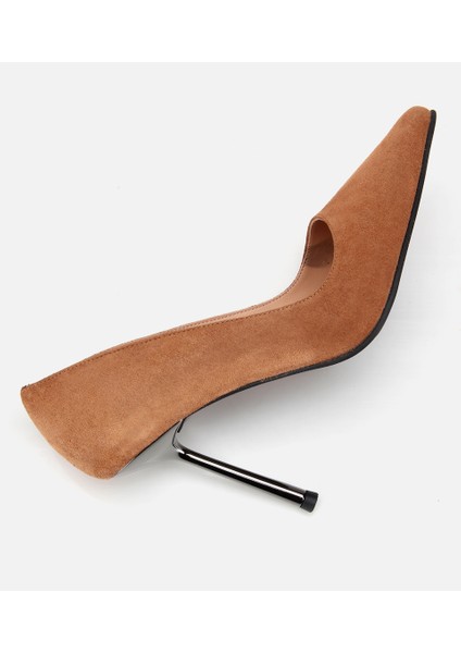 01AYH315240A370 KADIN Süet Deri Taba Metal Detaylı Stiletto