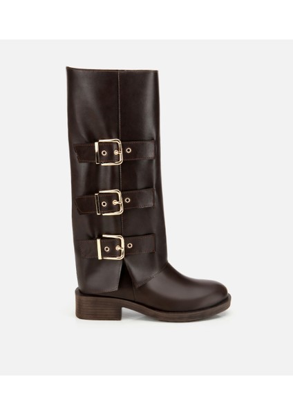 01CIH315130A480 KADIN Kahverengi Tokalı Düz Çizme