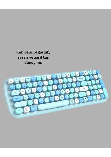 Retro Daktilo Stilli Kablosuz Klavye Mouse Seti – Sessiz ve Şık fiyatları