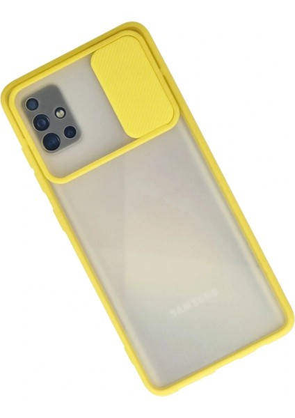 Samsung Galaxy A71 Kılıf Palm Buzlu Kamera Sürgülü Silikon - Sarı fiyatları