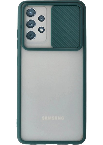 Samsung Galaxy A72 Kılıf Palm Buzlu Kamera Sürgülü Silikon - Yeşil