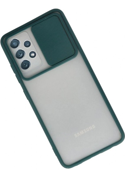 Samsung Galaxy A72 Kılıf Palm Buzlu Kamera Sürgülü Silikon - Yeşil fiyatları