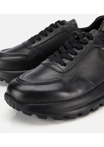 02AYH314090A100 ERKEK Deri Siyah Comfort Yüksek Tabanlı Spor Ayakkabı modelleri