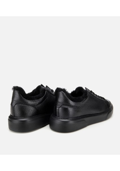 02AYH317560A100 ERKEK Deri Siyah Içi Kürklü Düz Günlük Ayakkabı fırsatları