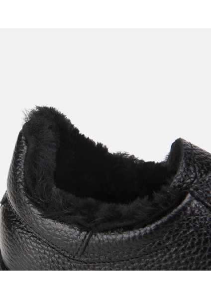 02AYH317560A100 ERKEK Deri Siyah Içi Kürklü Düz Günlük Ayakkabı