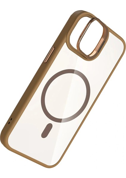 Apple iPhone 11 Remim Lensli Magsafe Standlı Kapak - Kahverengi fırsatları