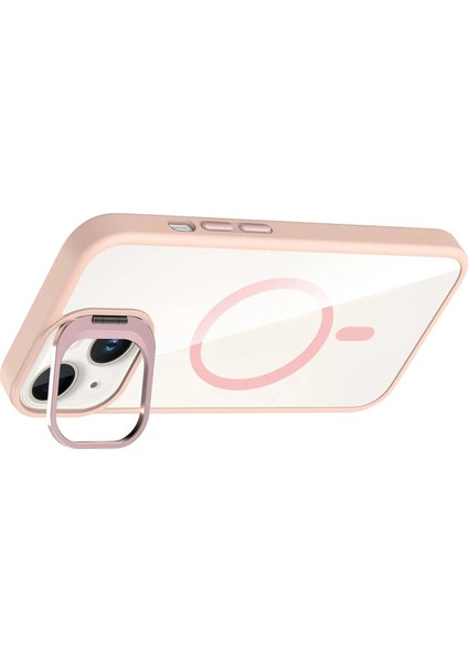 Apple iPhone 13 Remim Lensli Magsafe Standlı Kapak - Pembe modelleri