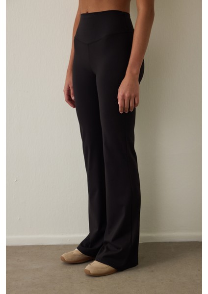 Siyah Yüksek Bel Flare (Ispanyol Paça) Pantolon