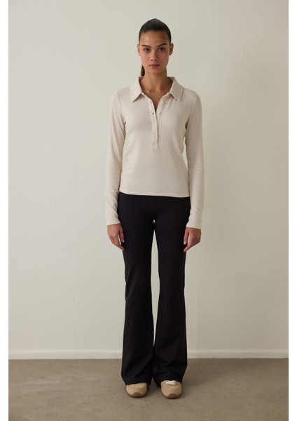 Siyah Yüksek Bel Flare (Ispanyol Paça) Pantolon indirimleri