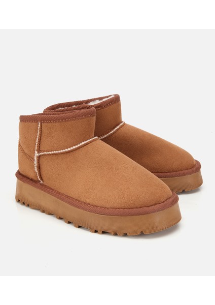 01BOH315080A340 KADIN Süet Taba Içi Kürklü Bilekte Kalın Tabanlı Düz Bot fiyatları