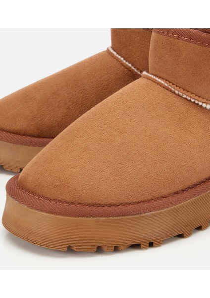 01BOH315080A340 KADIN Süet Taba Içi Kürklü Bilekte Kalın Tabanlı Düz Bot modelleri