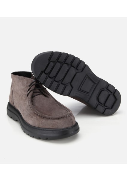 02BOH311930A250 ERKEK Süet Deri Gri Dikiş Detaylı Chelsea Bot