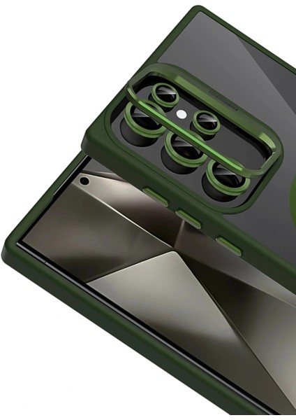 Samsung Galaxy S23 Ultra Remim Lensli Magsafe Standlı Kapak - Koyu Yeşil fiyatları