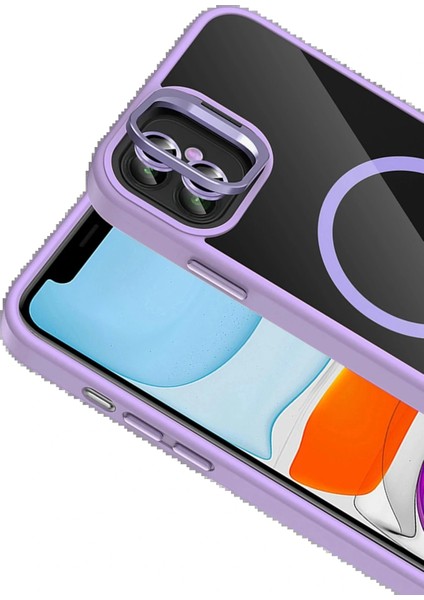 Apple iPhone 11 Remim Lensli Magsafe Standlı Kapak - Lila fiyatları