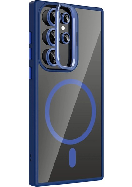 Samsung Galaxy S23 Ultra Remim Lensli Magsafe Standlı Kapak - Lacivert fiyatları