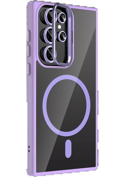 Samsung Galaxy S23 Ultra Remim Lensli Magsafe Standlı Kapak - Lila fiyatları