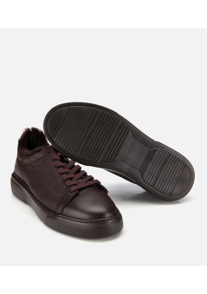 02AYH317560A480 ERKEK Deri Kahverengi Içi Kürklü Düz Günlük Ayakkabı