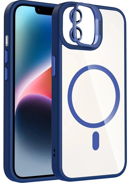 Apple iPhone 11 Remim Lensli Magsafe Standlı Kapak - Lacivert