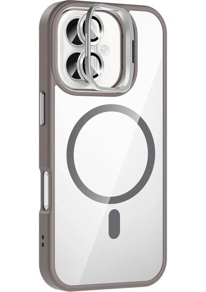 Apple iPhone 16 Remim Lensli Magsafe Standlı Kapak - Titan Gri