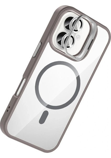 Apple iPhone 16 Remim Lensli Magsafe Standlı Kapak - Titan Gri fiyatları