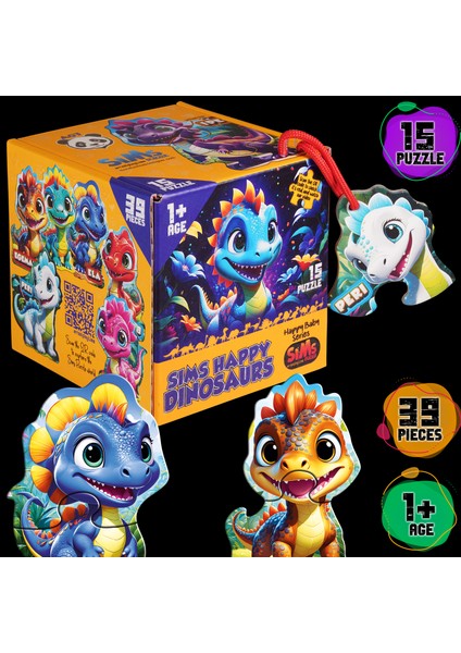 Bebekler Için Ilk Puzzle Yapboz Baby Dinozor - 1 Yaş Üstü Montessori Eğitici Oyuncak