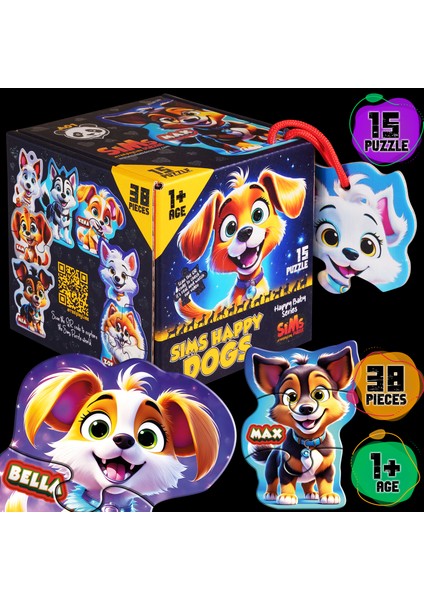 Bebekler Için Ilk Puzzle Yapboz Baby Sevimli Köpekler - 1 Yaş Üstü Montessori Eğitici Oyuncak