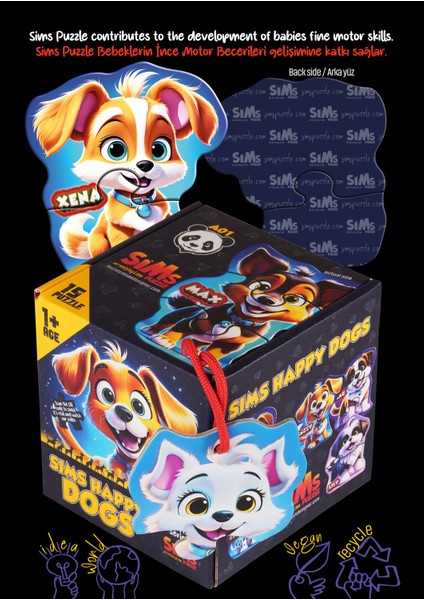 Bebekler Için Ilk Puzzle Yapboz Baby Sevimli Köpekler - 1 Yaş Üstü Montessori Eğitici Oyuncak fırsatları