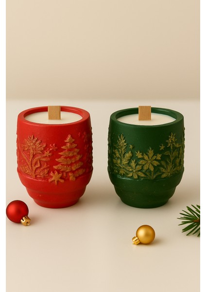 2’li Yılbaşı Mumluk Seti – Yasemin Kokulu Soya Wax & Ahşap Fitil (2 Farklı Varyasyon) fiyatları