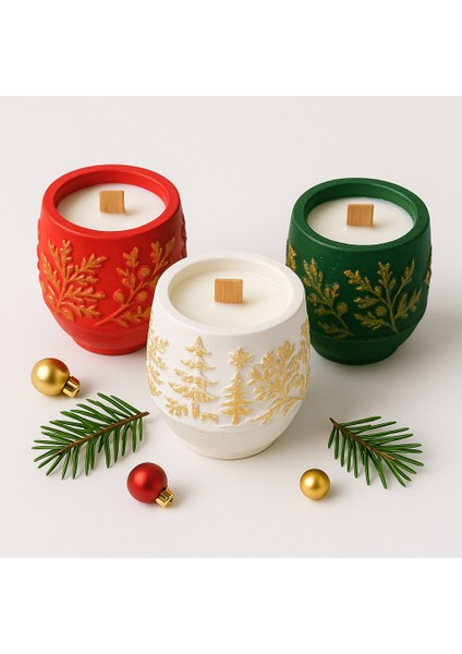 2’li Yılbaşı Mumluk Seti – Yasemin Kokulu Soya Wax & Ahşap Fitil (2 Farklı Varyasyon) fırsatları