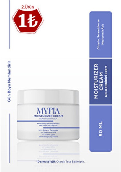 Mypia Nemlendirici Krem Cilt Bariyerini Güçlendiren Hyalüronik Asit 50 ml Gün Boyu Kullanım
