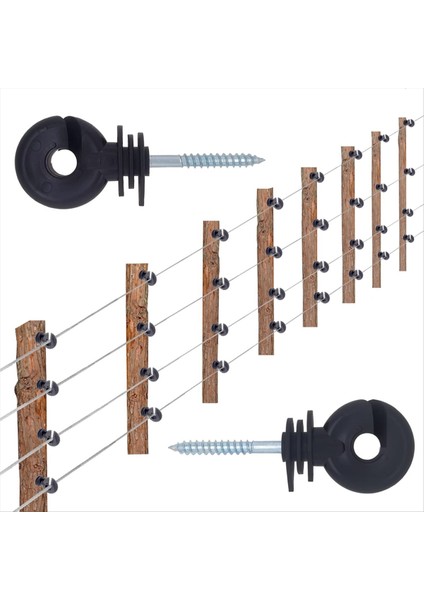 Elektrikli Çit Izolatör Vidalı Izolatör Çit Halkası Post Ahşap Post Izolatör Izolatör Soket Aracı, 100 Pcs, B, B (Yurt Dışından) indirimleri