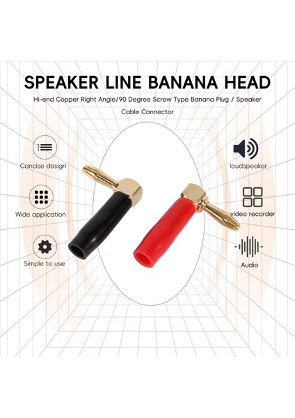 [4 Paket] Hi-End Bakır Dik Açı / 90 Derece Vidalı Tip Muz Fişi / Hoparlör Kablo Konnektörü [muz De L] (Yurt Dışından) fırsatları