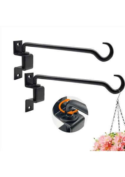 16 Inç 2 Paket Döner Bitki Askıları Açık Ağır Hizmet Tipi- Çiçek Sepetleri Için Asılı Kanca Braketi Kaplar Kuş Besleyici (Yurt Dışından) fiyatları
