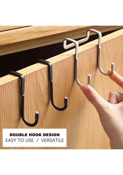 Paslanmaz Çelik Kanca Yumruksuz Çift S Şeklinde Kanca, Mutfak ve Banyo Dolabı Kapı Kıyafetleri ve Havlu Depolama Askısı A (Yurt Dışından) modelleri