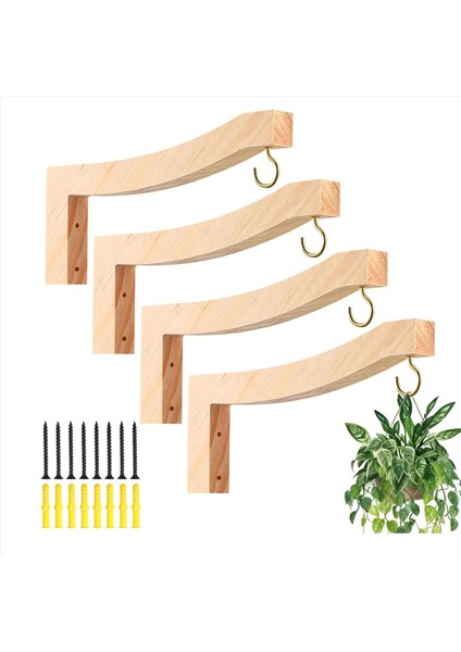 4 Adet Asılı Bitki Askısı T Şeklinde Bitki Kancaları 7.55 Inç Ahşap Duvara Monte Edilmiş Bitki Braketi Duvar Bitki Tutucusu Kapalı (Yurt Dışından)