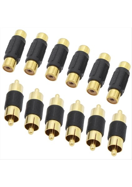 Rca Adaptörü 6 Rca Dişi Ila Dişi Kuplörler + 6 Rca Erkek Ila Erkek Bağlayıcılar Rca Kablo Uzantıları Için Altın Kaplama Adaptörleri (Yurt Dışından)